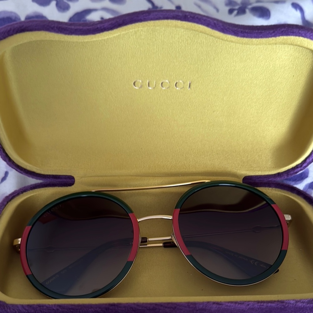 Gucci Green and Red Aviator Sunglasses